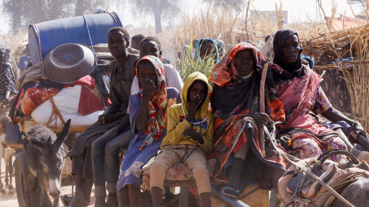 People displaced by the attack on the Zamzam camp arrive in the town of Tawila, in North Darfur, on April 15, 2025.
