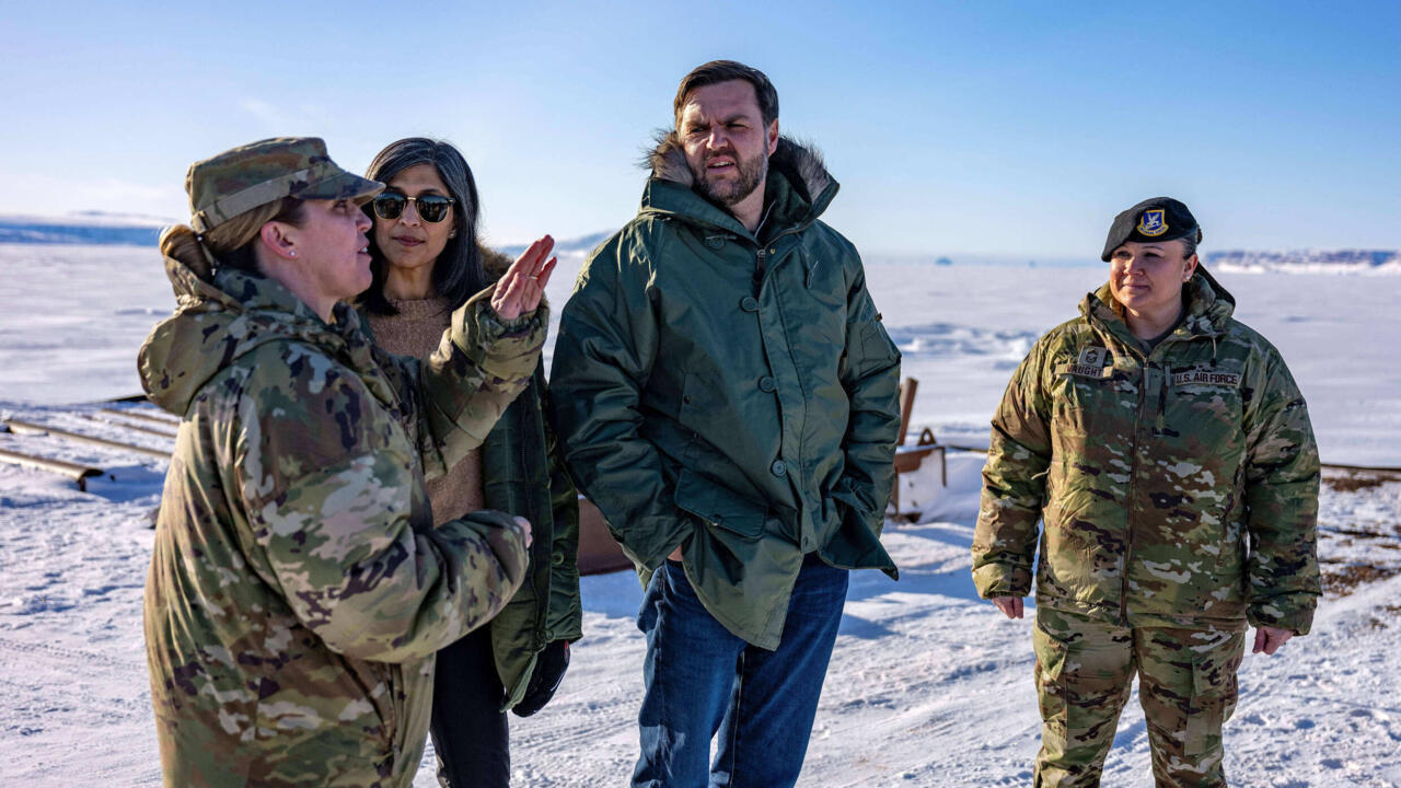 Vice President JD Vance and second lady Usha Vance tour the U.S. military's Pituffik Space Base in Greenland, Friday, March 28, 2025.