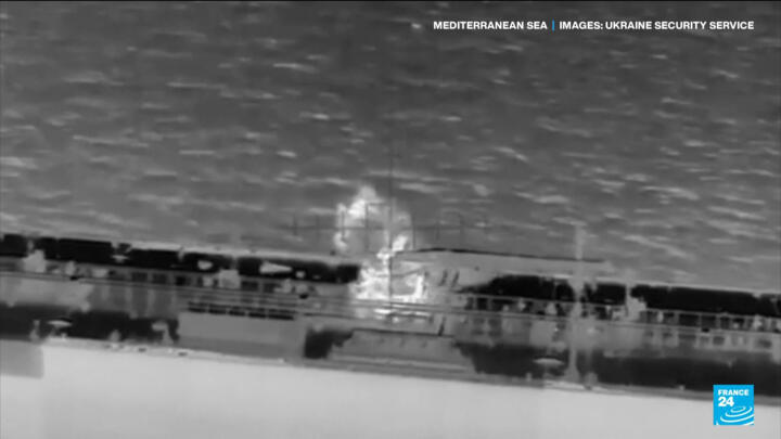 Ukrainian drones hit a Russian oil tanker in the Mediterranean Sea.