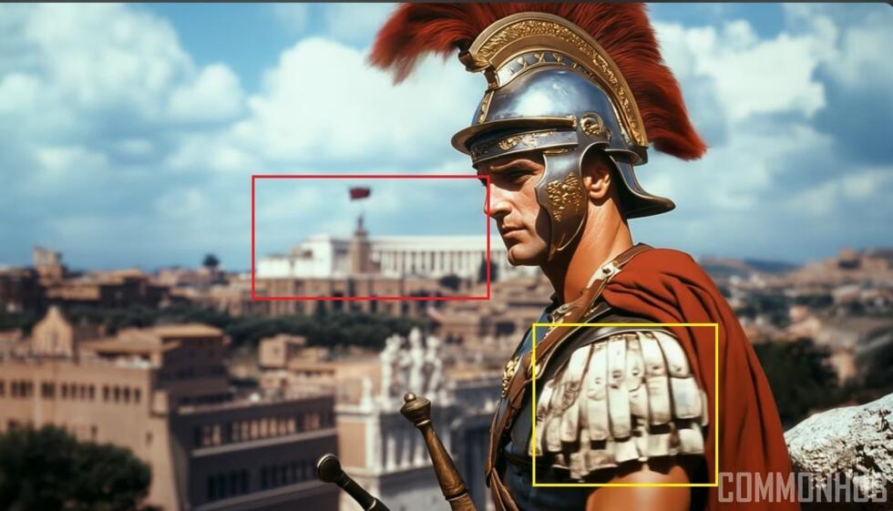 There is a 20th-century building in this scene meant to show ancient Rome in the YouTube video "Ancient Rome".