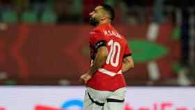 Egypt's Mohamed Salah celebrates after scoring during the Africa Cup of Nations group B soccer match between Egypt and Zimbabwe in Agadir, Morocco, Monday, December 22, 2025