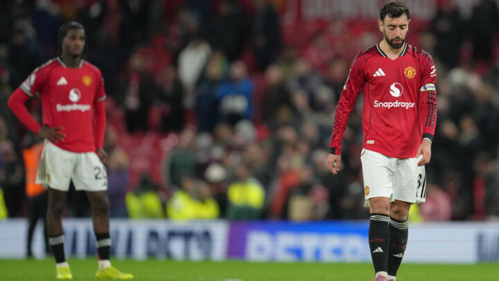 Manchester United's Bruno Fernandes walks off the pitch after a Premier League soccer match between Manchester United and Bournemouth in Manchester, England on December 15, 2025