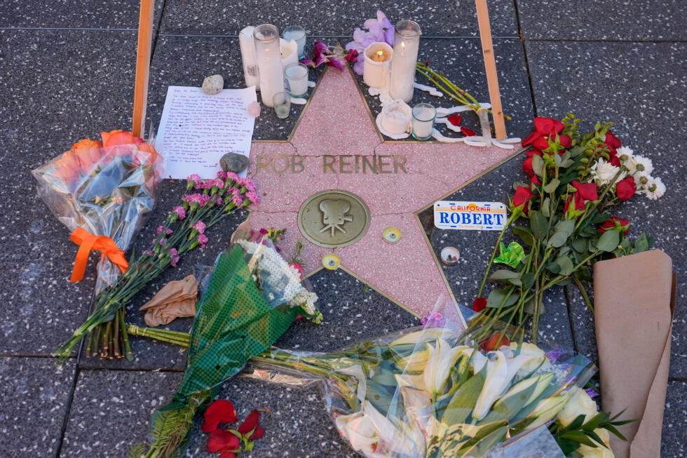 Tributes left at the Hollywood star for actor and director Rob Reiner, who was killed alongside his wife Michele on December 14, 2025. Their son Nick has been charged in relation to the crime.
