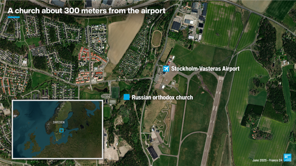 The church has been erected just 300 metres from a strategically important Swedish airport.