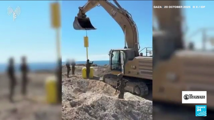This photo was posted on X on October 20 by the Israeli Army. It shows construction equipment delineating the so-called "yellow line”.